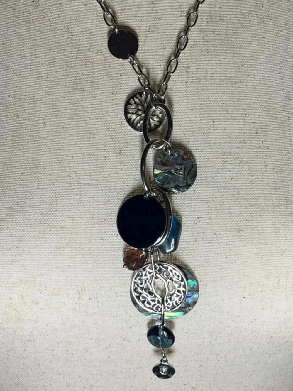 Lia Sophia “Neptune Windsong” Necklace Matching Bracelet with Albalone
